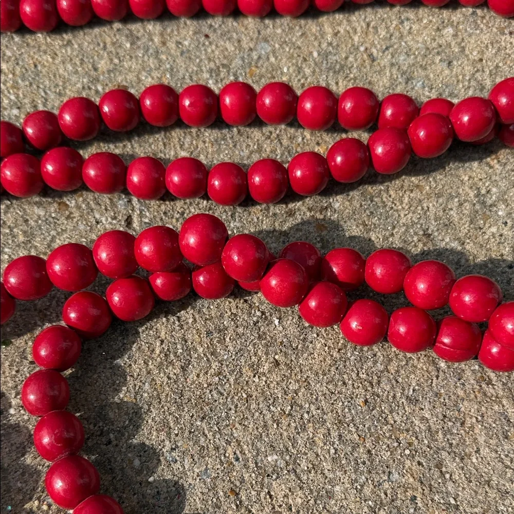 Vibrant Red Beaded Garland - 9 ft - Set of 2